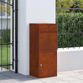 vidaXL Caixa para entrega de pacotes com porta Ferro Enferrujado