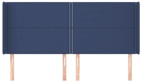 Cabeceira de cama c/ abas tecido 183x16x118/128 cm azul