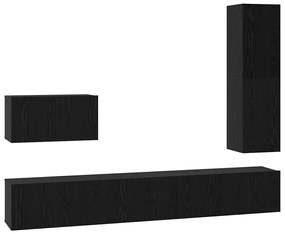 Conjunto de móvel de TV 4 pcs Carvalho Preto 30.5 x 30 x 110 cm