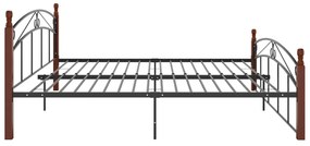 Estrutura de cama 200x200cm metal/madeira carvalho maciça preto