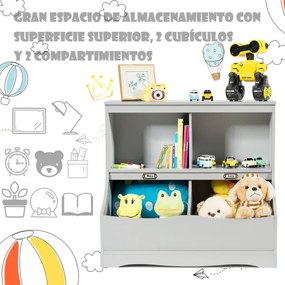 Organizador de brinquedos para crianças com compartimentos Prateleira de armazenamento multiuso 67 x 40 x 62 cm cinza