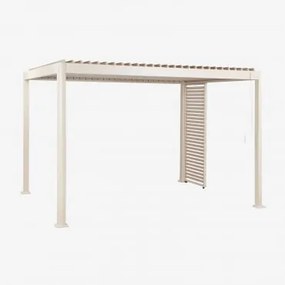 Pérgola Bioclimática De Alumínio Com Lâminas E Painel Druvia Tapioca Bege & Pérgula De 3x4 M Com 1 Painel De 90,5 Cm - Sklum