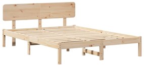 Estrado de cama com cabeceira 200x200 cm em madeira de pinho.
