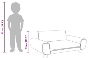 Sofá infantil 70x45x33 cm veludo cinzento-claro