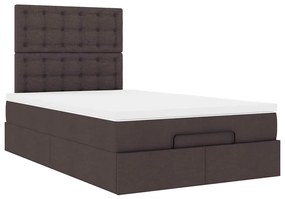 Estrutura cama otomana colchão 120x200cm tecido castanho escuro