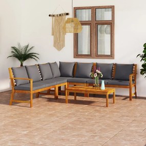vidaXL 6 pcs conjunto lounge de jardim c/ almofadões acácia maciça