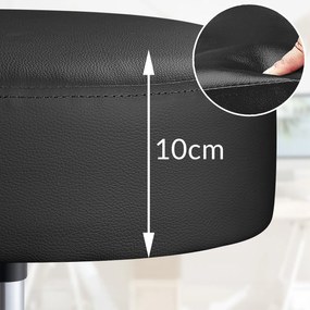 Banco giratória em 360° com rodas em couro sintético Ø35 x 50 x 51-65 cm Preto