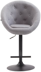 Banco de bar London em tecido e com estrutura preta 65 x 107-128 x 57 cm Cinzento