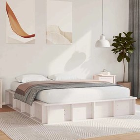 vidaXL Cama com Armazenamento Elevável - Branca, 150 x 200cm, em Pinheiro Sólido.
