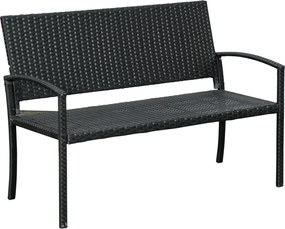 Banco Jardim Lounge Cadeira 2 Lugares Móveis para Jardim Exterior Terraço 2 Lugares Rattan Sintético Carga 320kg 122x60x87cm Estrutura Aço