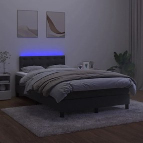 Cama box spring c/ colchão/LED 120x200 cm veludo preto