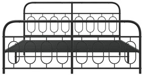 Estrutura de cama com cabeceira e pés 183x213 cm metal preto