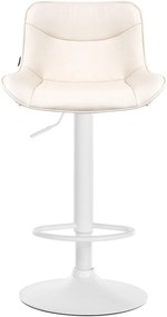 Banco alto em couro sintético com estrutura branca 85-106 x 49 x 51 cm cor creme