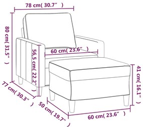 Poltrona com apoio de pés 60 cm veludo preto