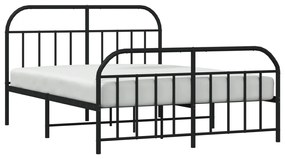 Estrutura de cama com cabeceira e pés 140x200 cm metal preto