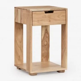 Mesa De Cabeceira 35x35 Cm Em Madeira Leduc Castanho Acácia Rústico - Sklum