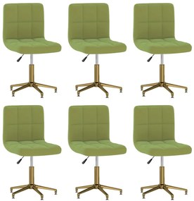 vidaXL Cadeiras de jantar giratórias 6 pcs veludo verde-claro