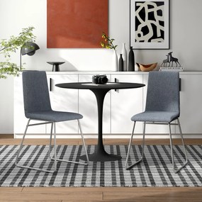 Conjunto 2 Cadeiras de Jantar Modernas Estofadas com Encosto Dobrável e Estrutura Metálica 52 x 47 x 88 cm Cinza