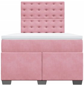 Cama boxspring com colchão 120x200 cm veludo rosa