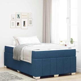vidaXL Estrutura da Cama com colchão Azul 120 x 200 cm tecido