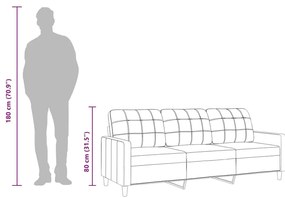 Sofá de 3 lugares 210 cm tecido cinza-claro