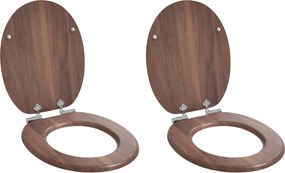 vidaXL Assento de Sanitário com Fechamento Suave 2 pcs Castanho