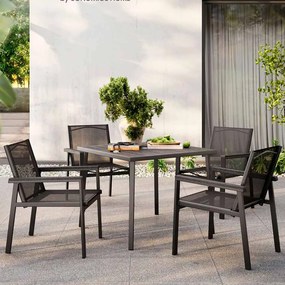 Conjunto de móveis de jardim 4 cadeiras com mesa Antracite Cinza-Preta