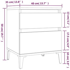 Mesa de cabeceira 40x35x50 cm cor carvalho fumado