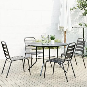 vidaXL Conj. cadeiras jardim encastrar 5pcs aço revestido pó antracite