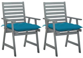 Cadeiras de jantar exterior c/ almofadões 2 pcs acácia maciça