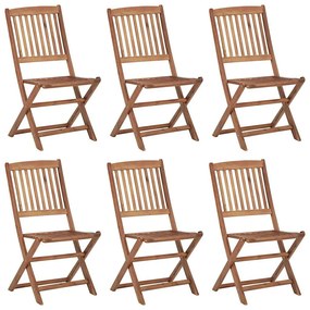 Cadeiras de jardim dobráveis c/ almofadões 6 pcs acácia maciça
