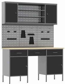 Conjunto de 7 Peças de Banco de Trabalho em Aço Preto