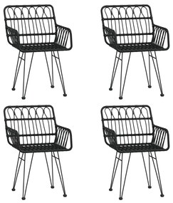 5 pcs conjunto de jantar p/ jardim vime PE preto