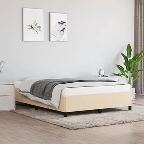 Estrutura de cama sem colchão 140x200 cm tecido cor creme