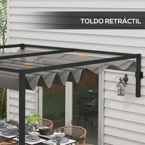 Pérgola de Parede em Aço com Teto Retrátil 297x211x220 cm – Estrutura