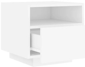 Mesas de cabeceira com luzes LED 2 pcs 40x39x37 cm branco