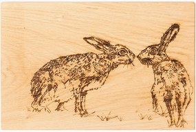 Tábua de servir em carvalho Kissing Hare