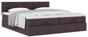 Estrutura de cama otomana com colchões tecido castanho escuro