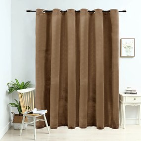 134507 vidaXL Cortina blackout com argolas em metal 290x245 cm veludo bege