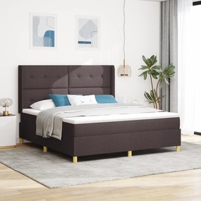 Cama Box com Colchão vidaXL Castanho Escuro 180x200 cm Tecido