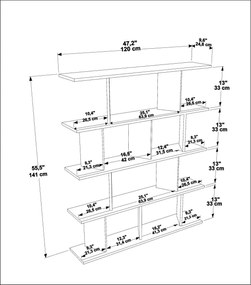 Estante Grace – Preto Carvalho – 120 cm x 141 cm x 24,6 cm