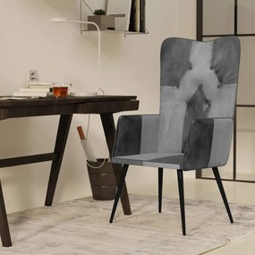 vidaXL Poltrona de apoio couro genuíno cinzento