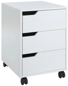 HOMCOM Bloco de Gavetas para Escritório Móvel de Escritório Bloco de Gavetas com 3 Gavetas e 4 Rodas 40x50x57,5 cm Branco
