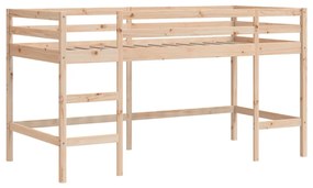 Cama alta criança c/ túnel 90x200 cm pinho maciço branco/preto