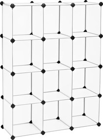 Armario de prateleiras de encaixe 12 cubos 93 x 31 x 123 cm Branco semi-transparente