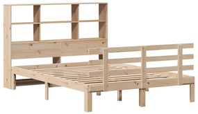 Cama com estante sem colchão 140x190 cm pinho maciço