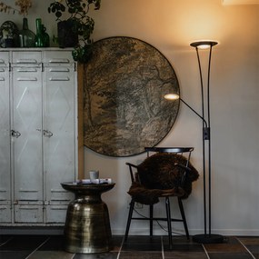 Candeeiro de pé moderno preto com braço de leitura LED - Ibiza