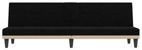 Sofá-cama com suporte para copos tecido preto
