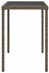 Mesa de jardim com tampo de vidro 115x54x74 cm vime PE cinza