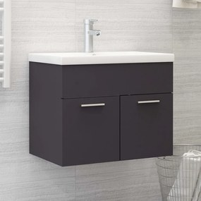 Armário de lavatório 60x38,5x46 cm contraplacado cinzento